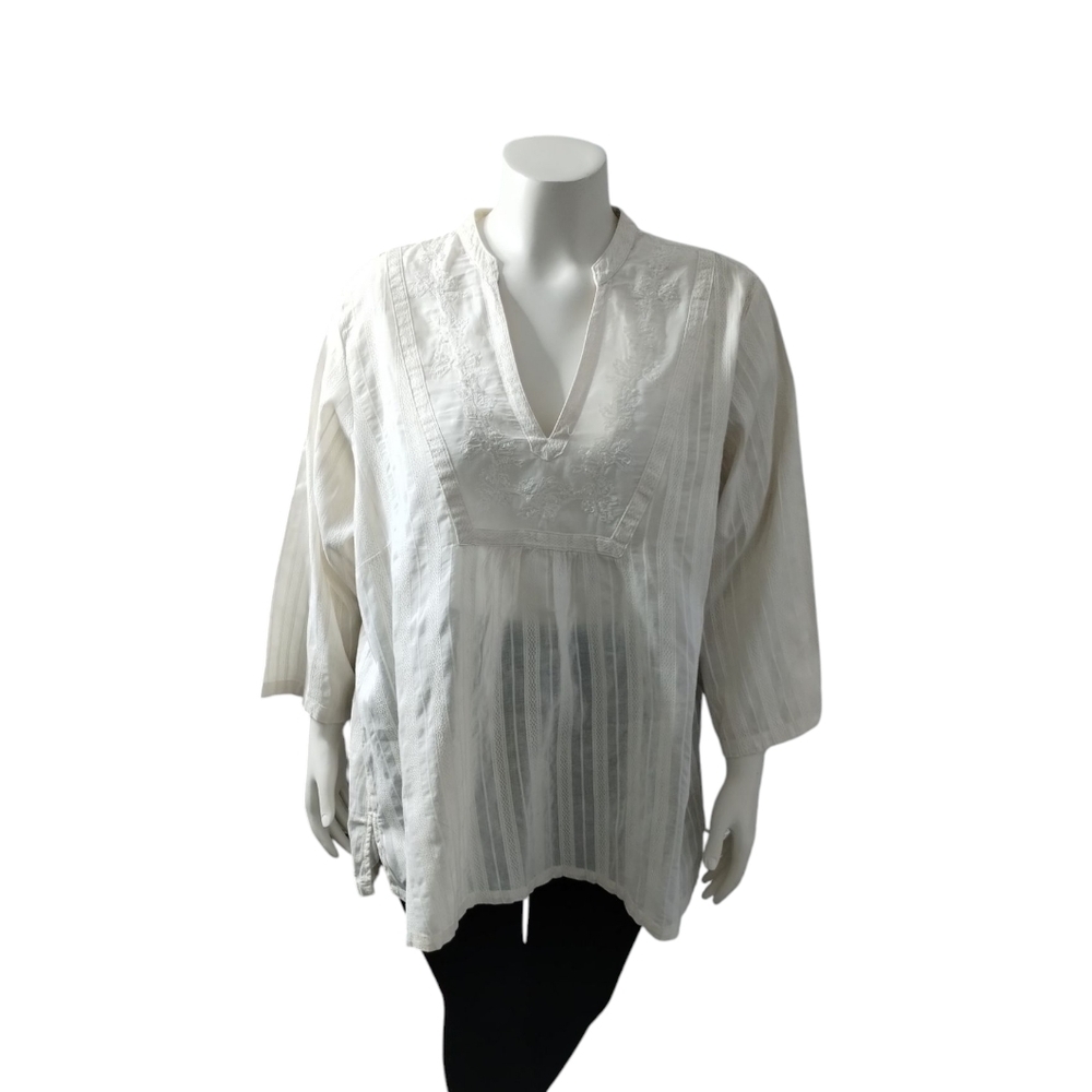 Quizz Woman Vintage Women's Size 20 Lace Embroidered Cotton Boho Top Resortwear